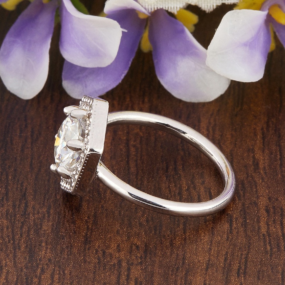 1.76ct Round Moissanite Ring in hexagonal Shape