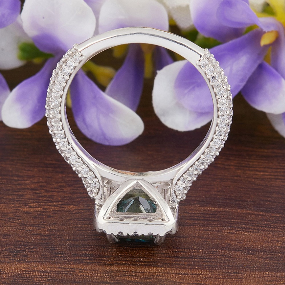 2.38ct blue radiant moissanite vintage ring for women's
