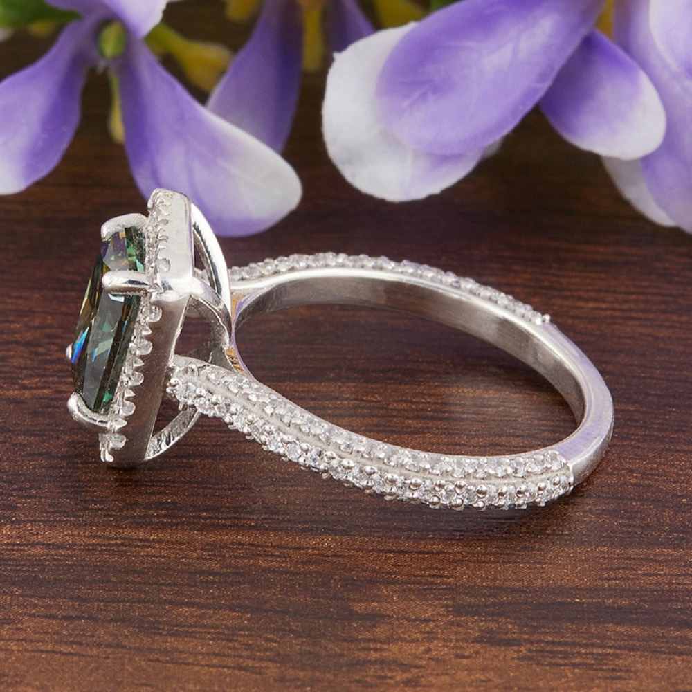 2.38ct blue radiant moissanite vintage ring for women's