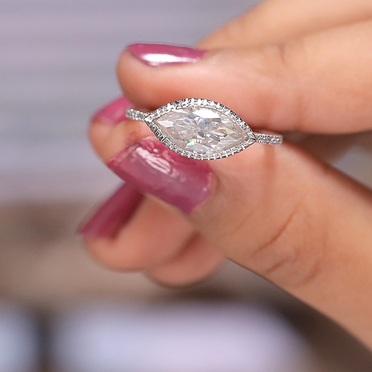 1.54ct Marquise Moissanite Diamond Ring