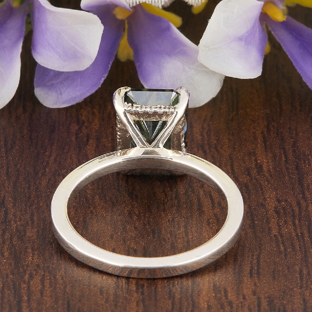 3.39ct Blue Radiant Cut Moissanite Diamond Ring