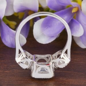 2.91ct Cushion and Round Moissanite Diamond Ring