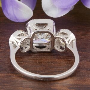 2.91ct Cushion and Round Moissanite Diamond Ring