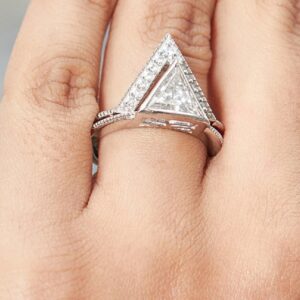 Triangle Moissanite Fancy Ring in Silver