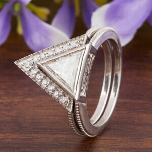 Triangle Moissanite Fancy Ring in Silver