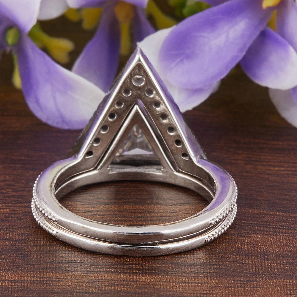 Triangle Moissanite Fancy Ring in Silver