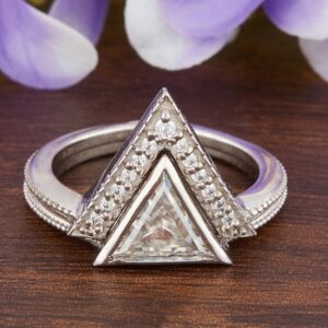 Triangle Moissanite Fancy Ring in Silver