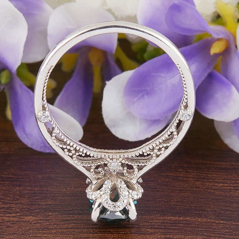 Blue Oval Moissanite Diamond Ring for Girls