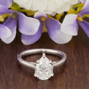 2.15ct Pear Moissanite Diamond Ring for Vintage