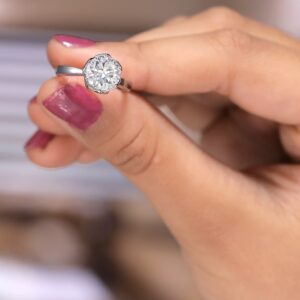 solitaire Moissanite Diamond Ring in Silver