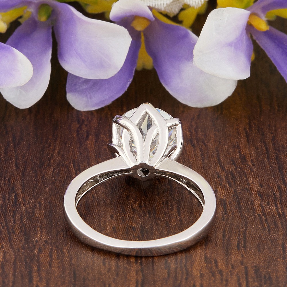 solitaire Moissanite Diamond Ring in Silver