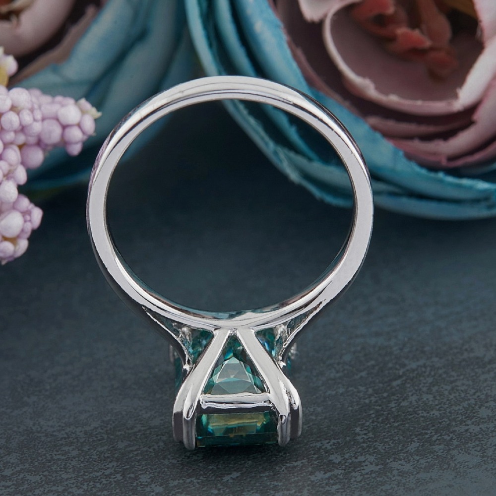 5.65ct Blue Criss Cut Moissanite Ring For Gift