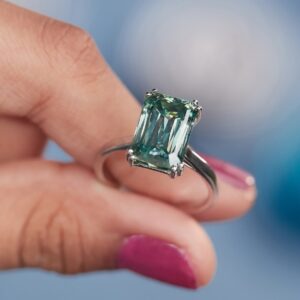 5.65ct Blue Criss Cut Moissanite Ring For Gift