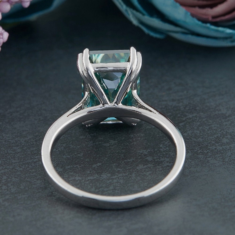 5.65ct Blue Criss Cut Moissanite Ring For Gift