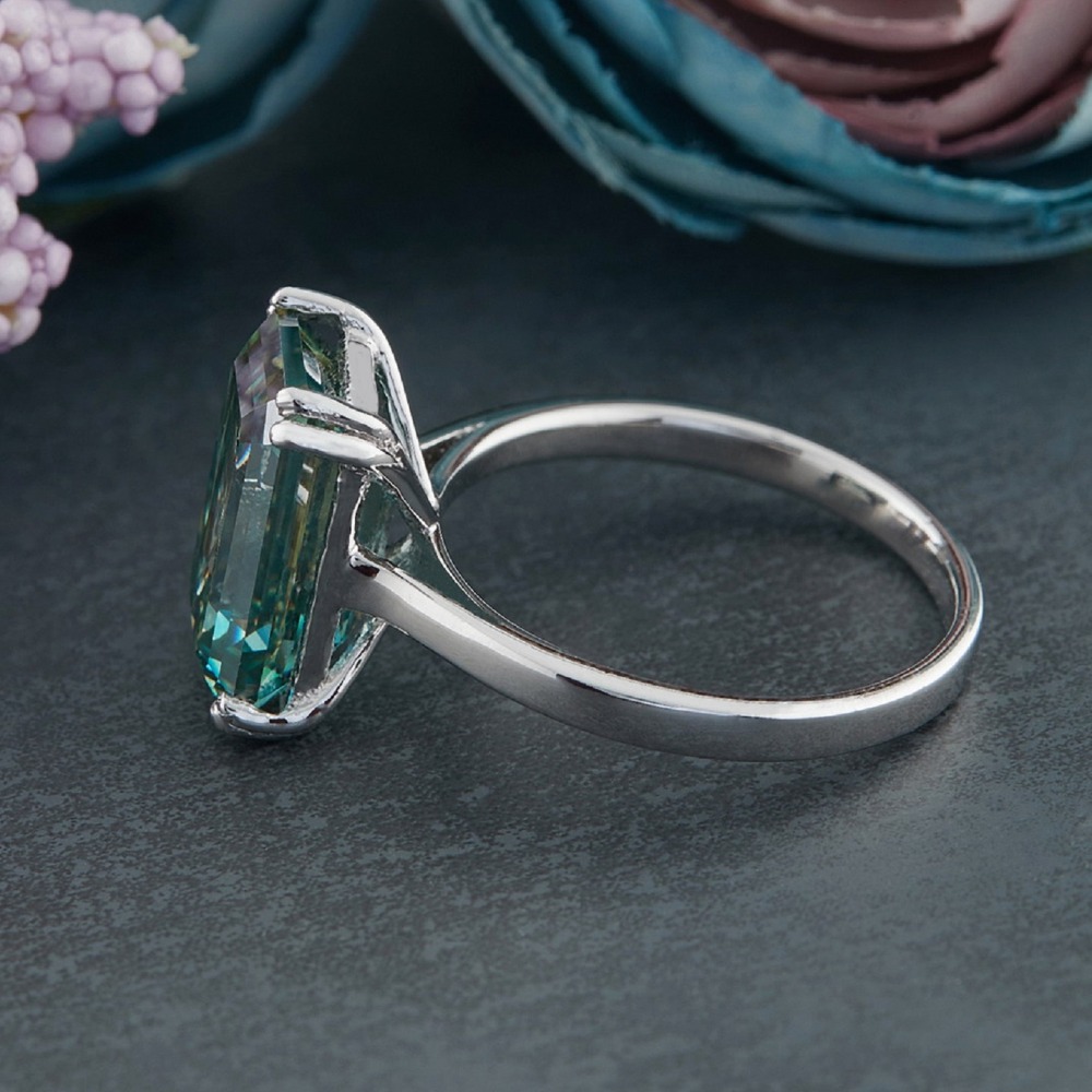 5.65ct Blue Criss Cut Moissanite Ring For Gift