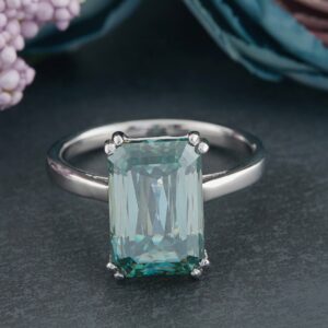 5.65ct Blue Criss Cut Moissanite Ring For Gift