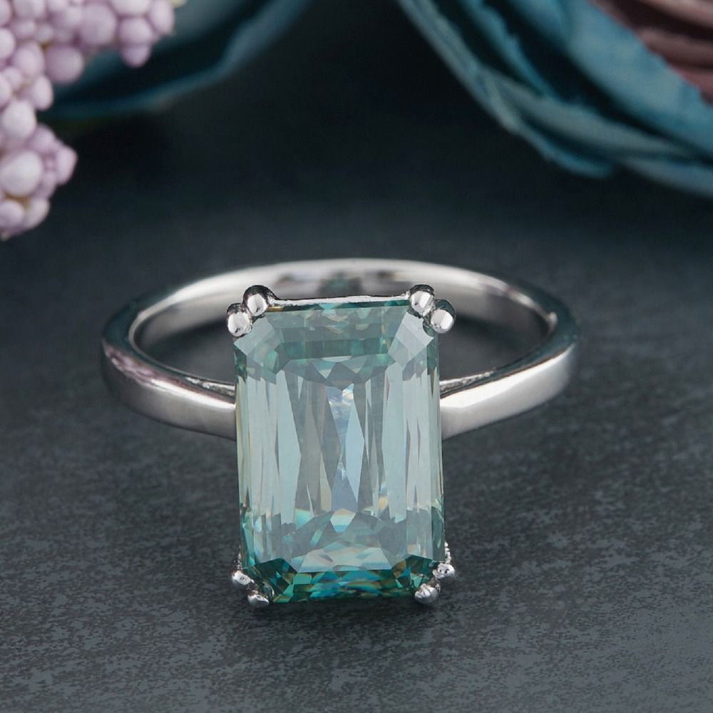 5.65ct Blue Criss Cut Moissanite Ring For Gift
