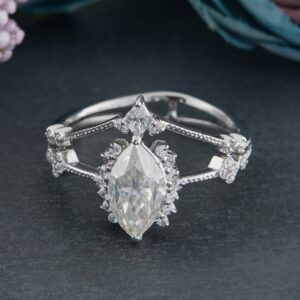 1.37ct Marquise Moissanite Ring in Silver