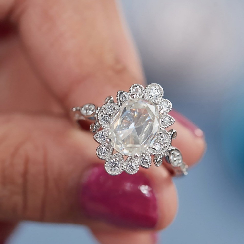 2.30ct Oval Moissanite Vintage Diamond Ring