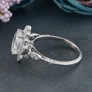 2.30ct Oval Moissanite Vintage Diamond Ring