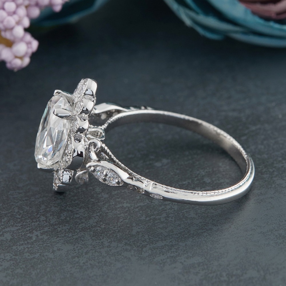 2.30ct Oval Moissanite Vintage Diamond Ring