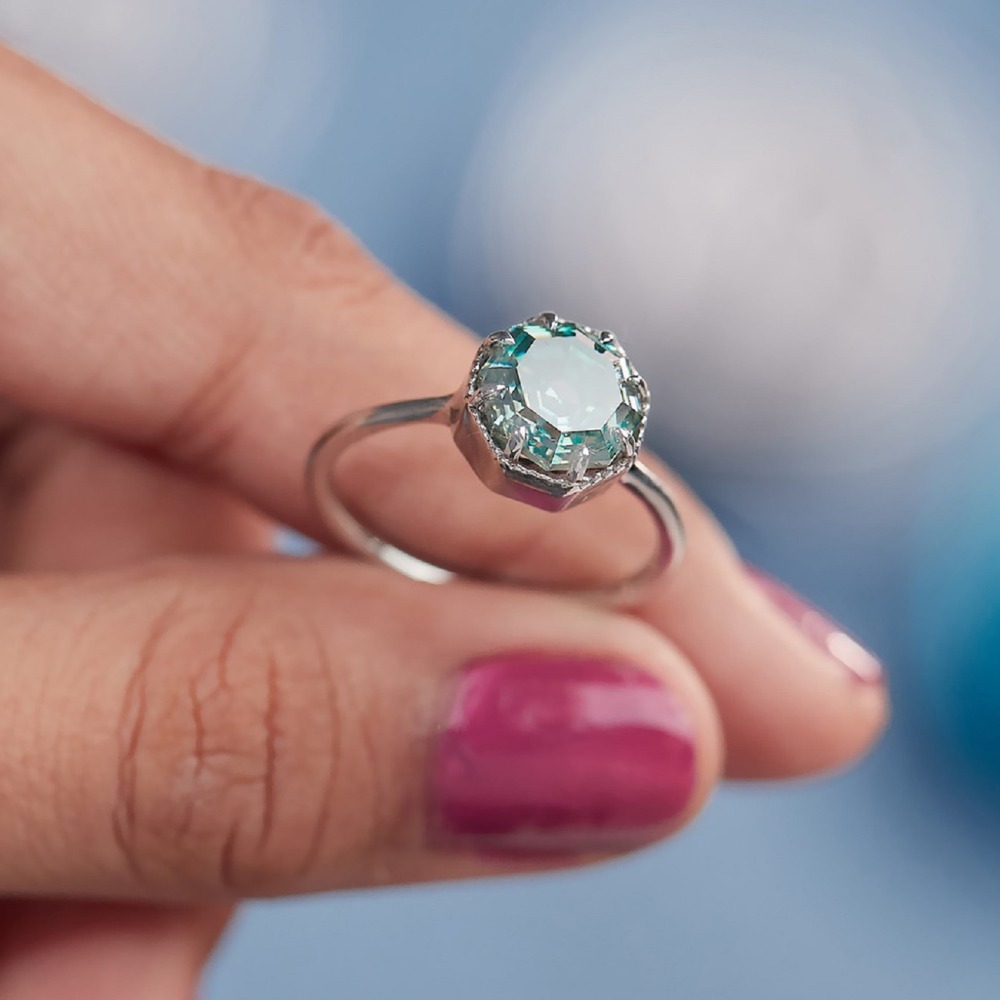 Octagon Moissanite Diamond Ring for Women's