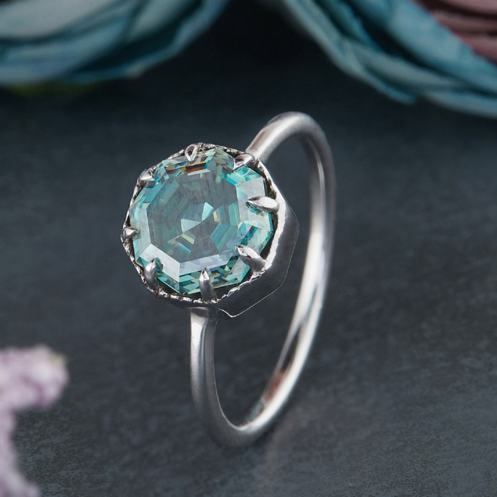 Octagon Moissanite Diamond Ring for Women's