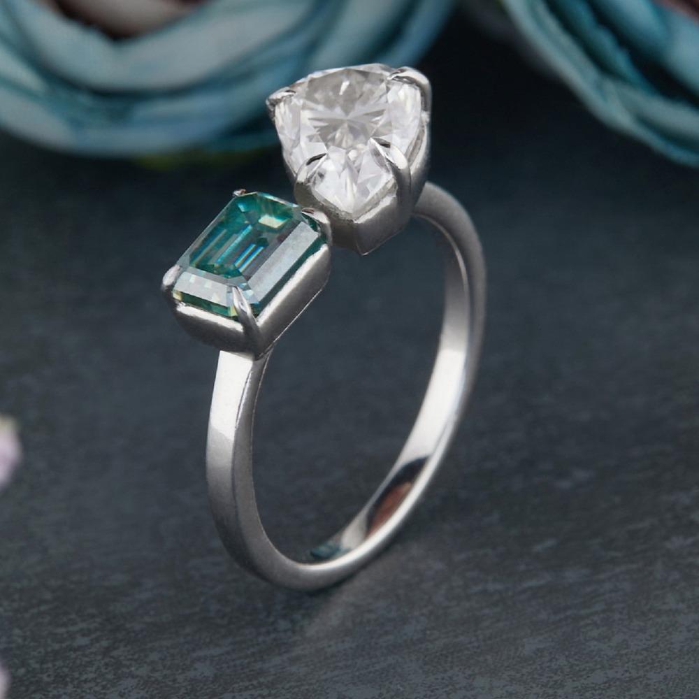 Pears and Emerald Moissanite Ring for Girls