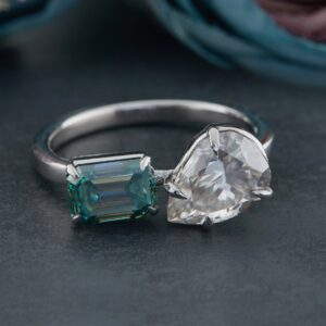Pears and Emerald Moissanite Ring for Girls