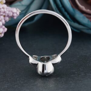 2.25ct Oval and Half Moon Engagement Ring in Silver
