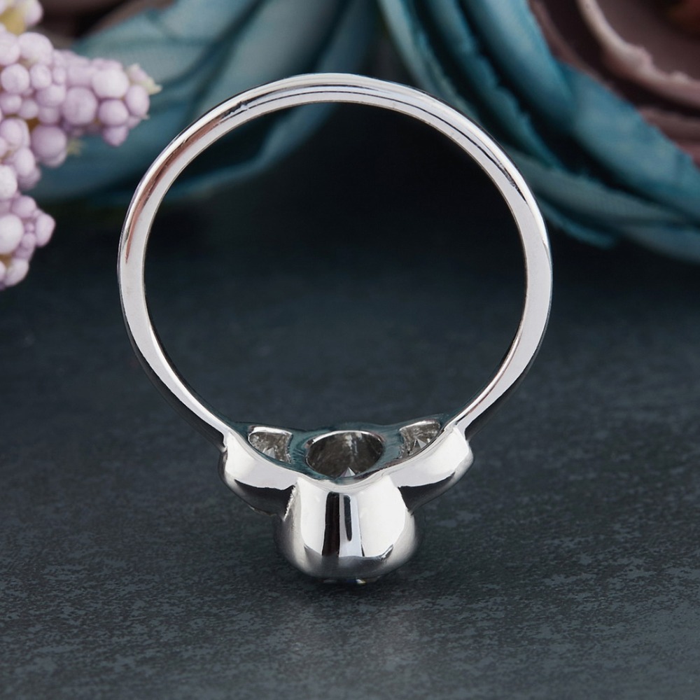 2.25ct Oval and Half Moon Engagement Ring in Silver