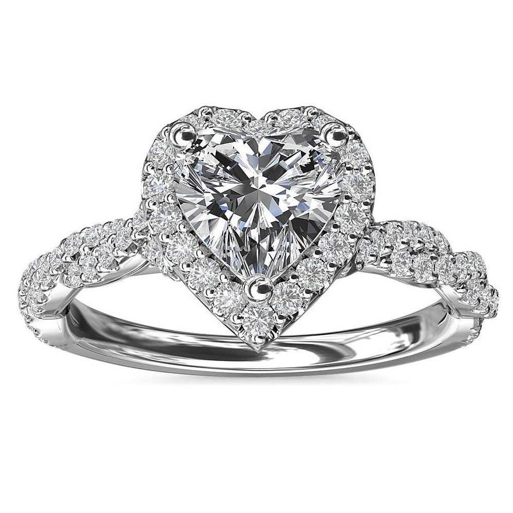 14K White Gold Twisted Band Engagement Ring