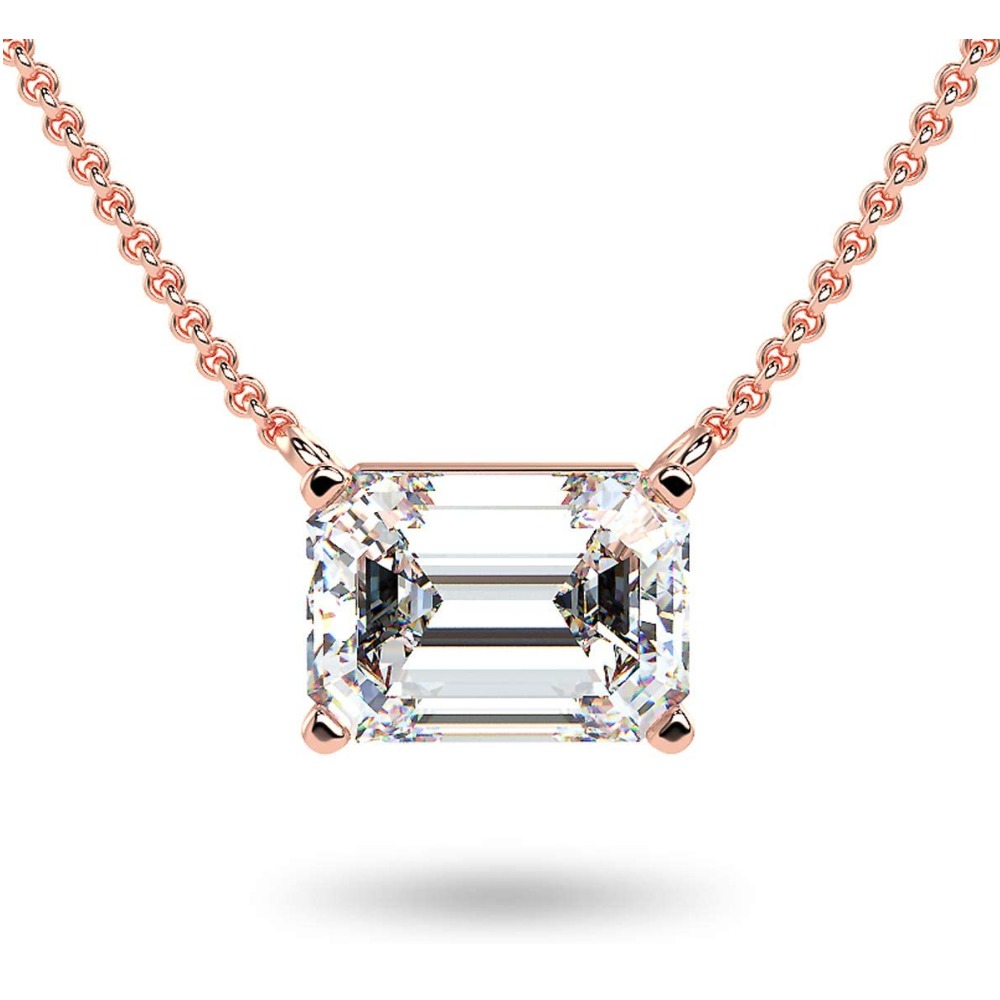 18K Rose gold Moissanite Diamond Pendant Chain
