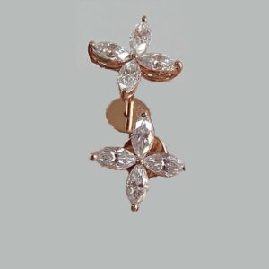 14K Rose Gold Marquise Diamond Earrings