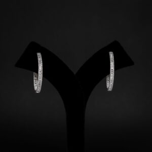Stone Cublic Graceful Silver Hoops