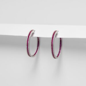 Silver & Ethnic Pink Classic Hoops