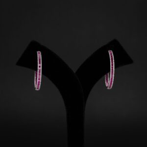 Silver & Ethnic Pink Classic Hoops