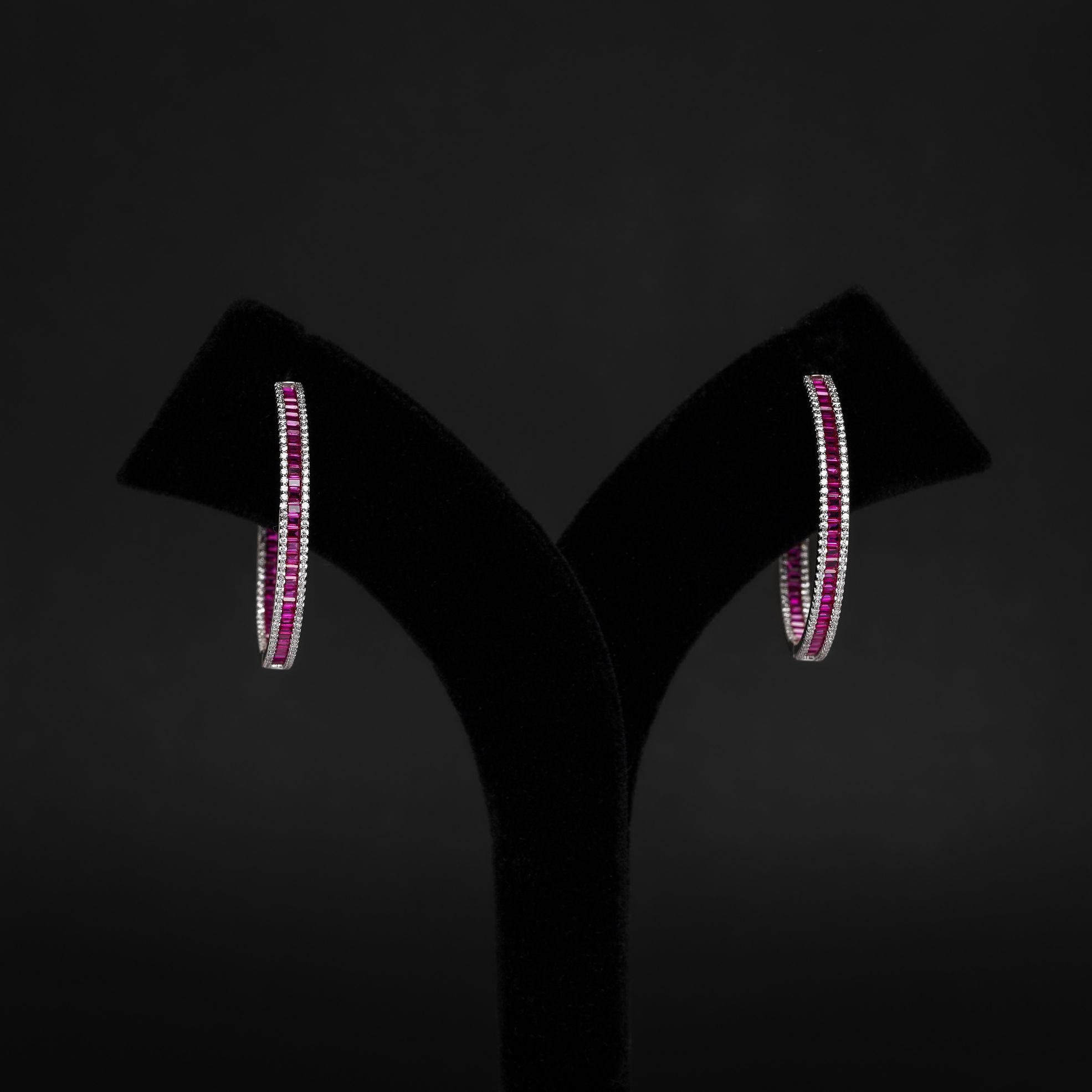 Silver & Ethnic Pink Classic Hoops
