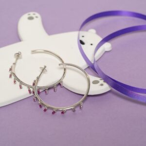 Rositaa Nine Purple Twist Stone Hoops