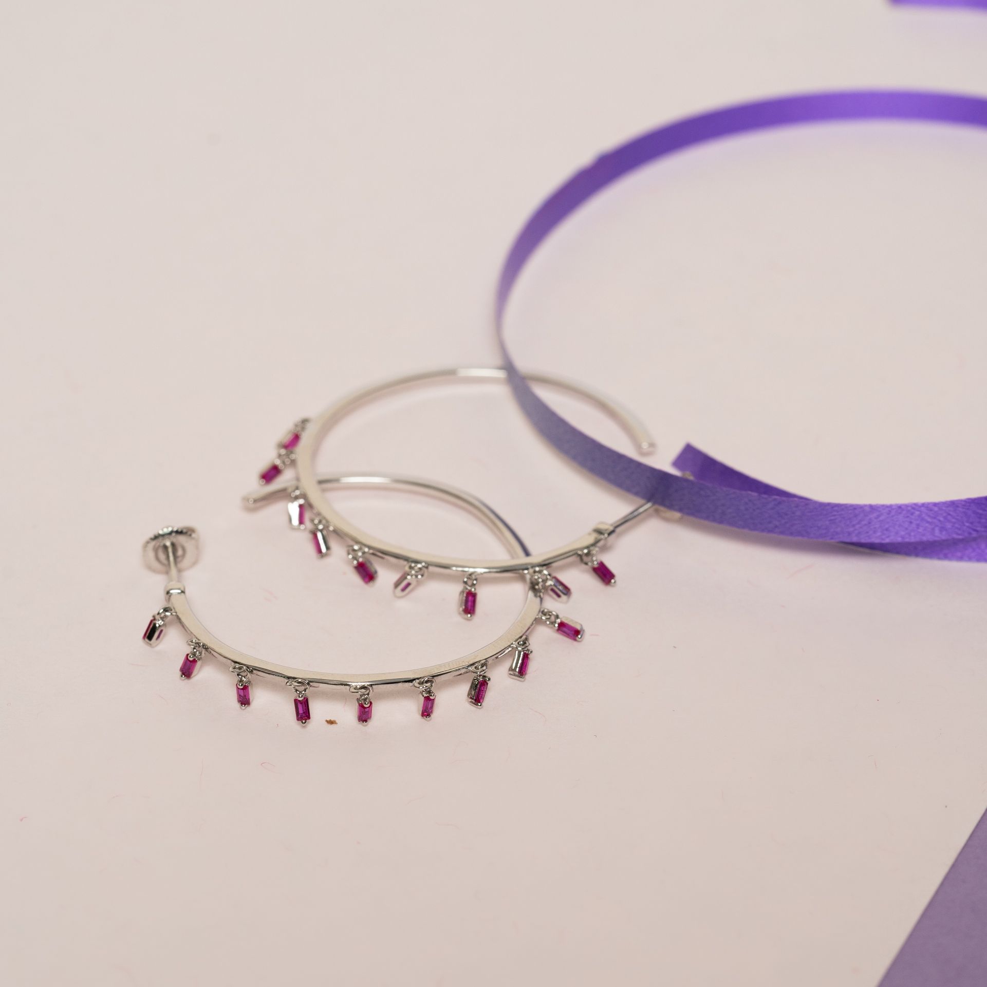 Rositaa Nine Purple Twist Stone Hoops