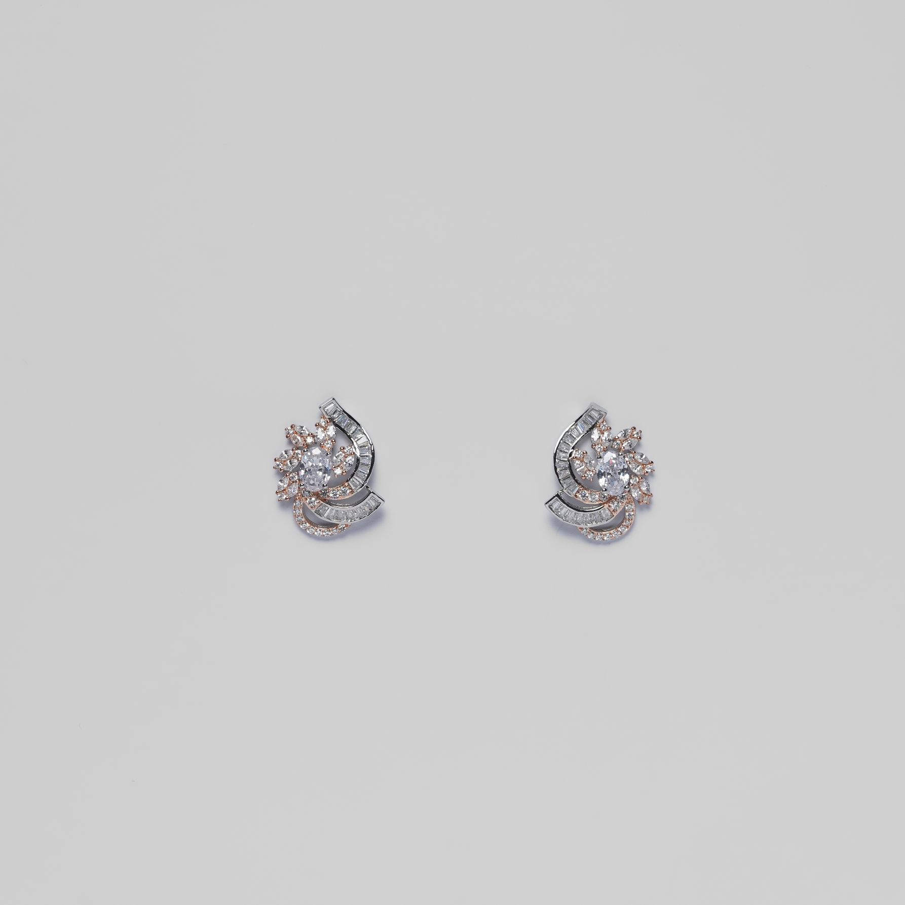 Gold & Silver Double Tone Broach Earring