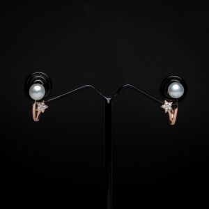 Rositaa Rose Gold Pearl Earrings Star With 5 Stone