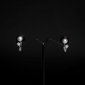 Rositaa Silver Star Design Pearl Earrings With 5 Stone