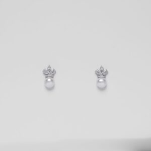 Rositaa Attractive Rose Gold & Silver Crown With Pearl Earring