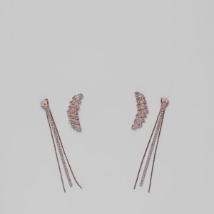 Rose Gold Double Tassel With Stone Lane Earring