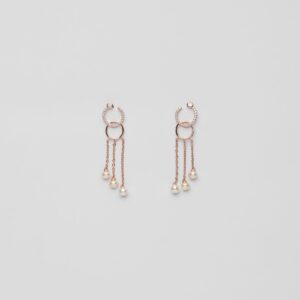 Amazing Rose Gold 3 Lane Pearl Drop Earring