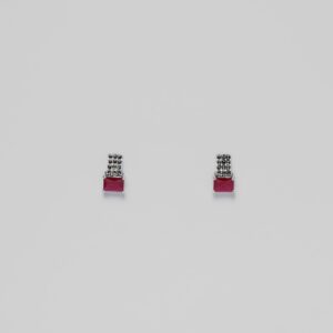 Rositaa Silver Red Emerald Earring