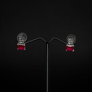 Rositaa Silver Red Emerald Earring