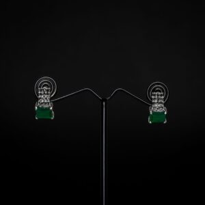 Rositaa Green Emerald Silver Earring