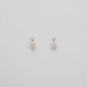 Rositaa Rose Gold Zircon With Whitepearl Earring